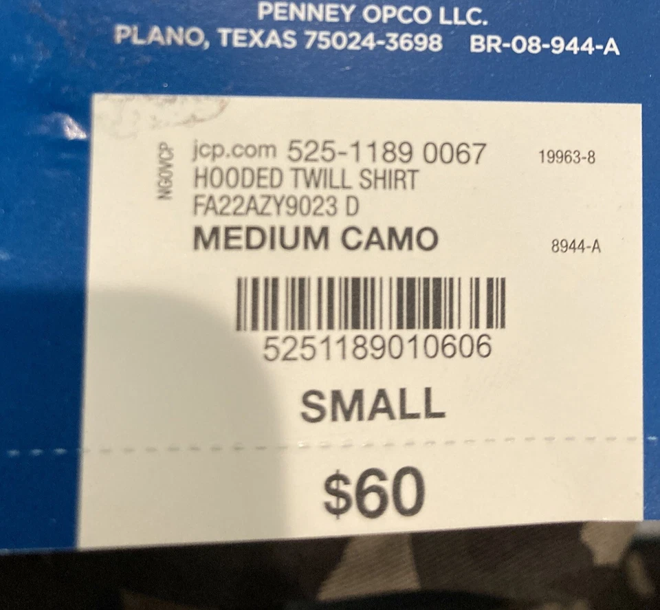 Camisa vaquera de sarga camuflada Arizona talla pequeña para hombre con capucha botón delantero manga larga Foto 2 de 2