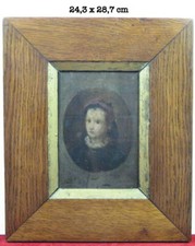 Tableau Ancien Huile sur panneau, portrait d'enfant signé Valadon, Jule Emmanuel