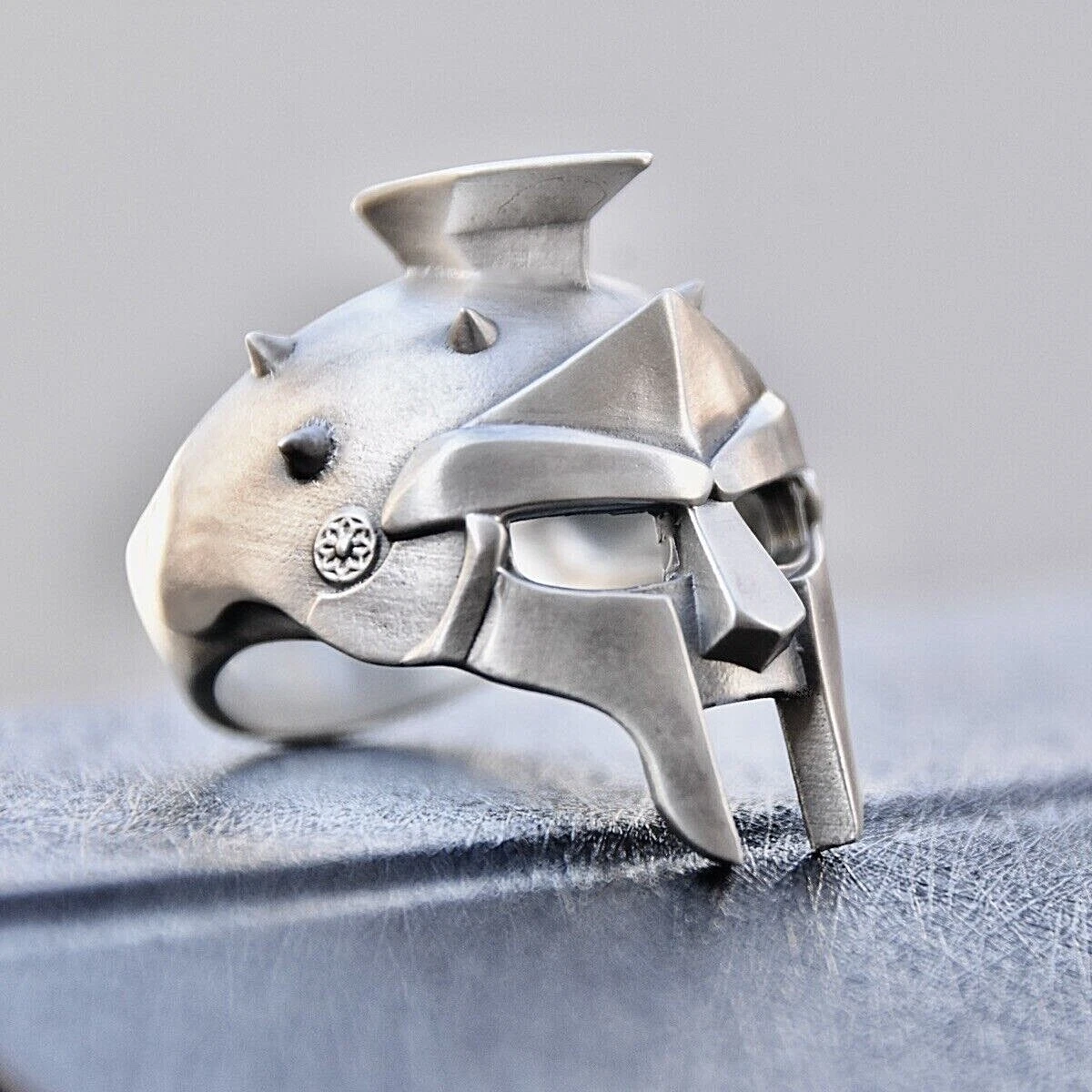 New Gladiator Ring Sterling Silver 925 Spartan Helmet Warrior Doom Mask Roman