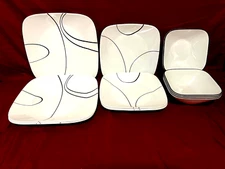 Corelle Simple Lines Dinner & Luncheon Plates & Soup Bowls (12Pc. Set Of 4 Each)