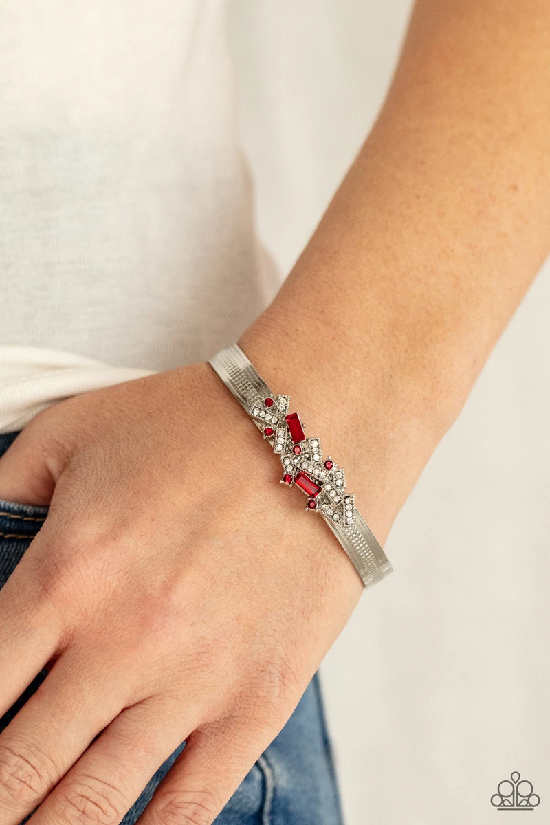 Paparazzi A Chic Clique Red Rhinestone Cuff Bracelet NEW