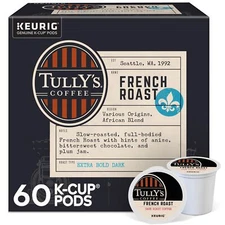Tully's Coffee French Roast Keurig Single Serve K-Cup Pods Dark Roast Coffee ...