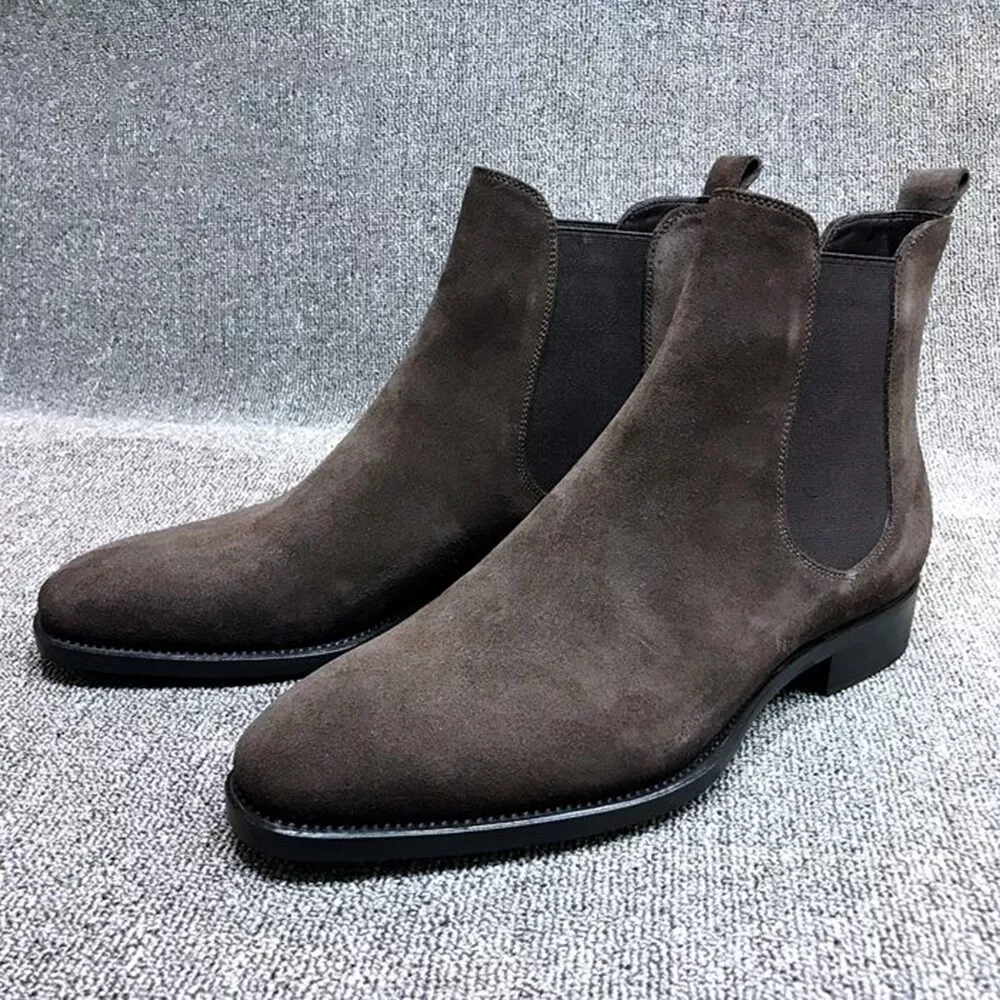 Mens Faux Suede Chelsea Chukka Dress Ankle Boots Casual Flat Shoes New Slip On