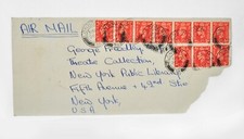 1947 Postal Cover Envelope London W.I. Air Mail 1D Postage Revenue Stamp