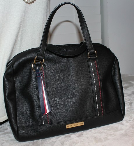 TOMMY HILFIGER Black Tote Satchel Handbag Purse - 第 1/10 張圖片