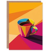 Kaffee Tee Tasse Bunt Geometrisch Design Geburtstagskarte