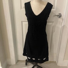 Cotton Natural 100% Cotton White Embroidered Cutout Hem Dress Women Small Medium