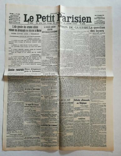 N947 La Une Du Journal Le Petit Parisien 10 Septembre 1914 l'aile gauche armée  - Photo 1/2