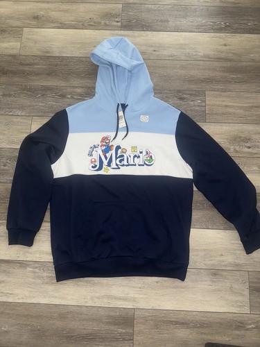 Nintendo Super Mario Icons Color Block Hoodie XXL Puff Panel Unisex Gamer Soft