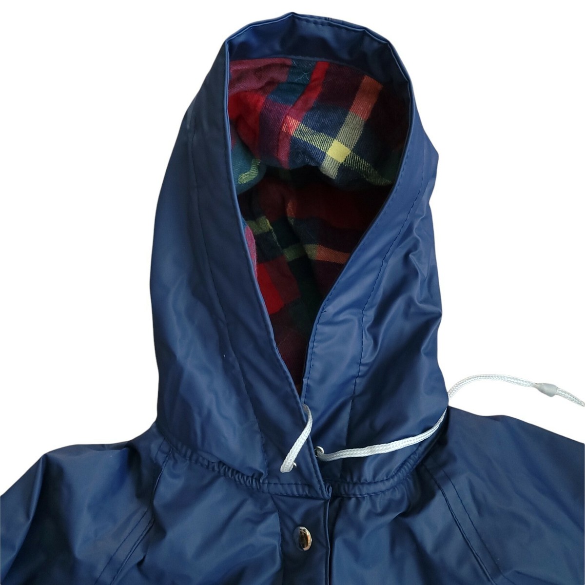 Sailmaker Rain Jacket Coat Womens Large Blue Hooded Plaid Lined