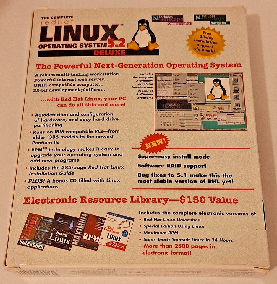 Linux 5.2 The Complete Redhat Operating System Deluxe Secure Server 3 CD Book Foto 2 de 4