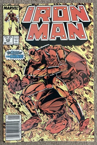Iron Man #238 (1989 Marvel Comics) Vs. The Rhino, Jackson Guice, Newsstand FN/VF