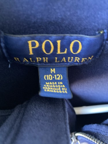 Boys Blue Half Zip 10-12 RALPH LAUREN Shirt M Medium Cotton Pullover $85 POLO - Picture 2 of 16