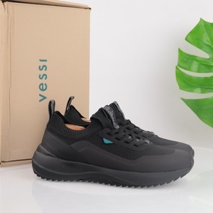 Vessi Mens Stormburst Low Sneaker Boot Size 9 Waterproof Black Knit Lace Up Shoe Men main image 2
