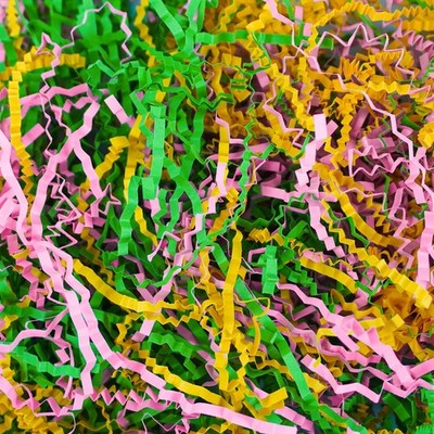 Crinkle Cut Paper Shred Filler 2 LB Pink Yellow Green for Gift Wrapping
