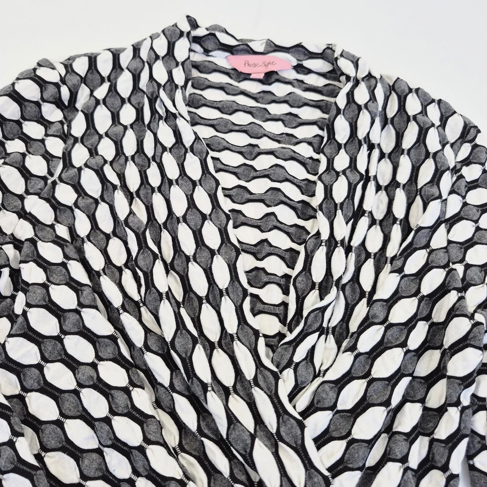 FASE OCHO Top 10 Gris Blanco Mujer Envoltura Viscosa Mezcla Geométrica - Imagen 3 de 4