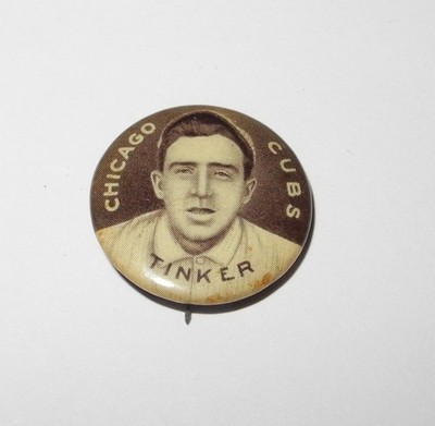 1910-12 Sweet Caporal Baseball Coin Pin Button Joe Tinker Chicago Cubs