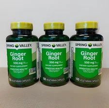 Spring Valley Ginger Root Capsules 550 mg 100-Count, Pack of 3 Digestive Health
