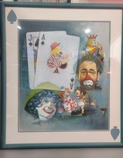 Framed Sn Ron Lee Print Clowns And Cards. Total Frame Dementions 28x30