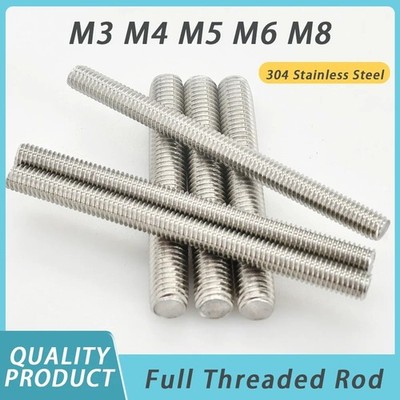 304 Edelstahl Gewindestange M3-M8 Vollgewinde Stehbolzen 16-300 mm metrisch