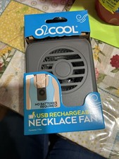 Gray- O2COOL USB Rechargeable Necklace Fan Lasts Up To 18 Hours On One Charge