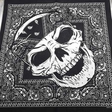 Skull Bandana 100 Cotton Black Paisley Head Scarf Hip Hop Biker Headband Men Wo