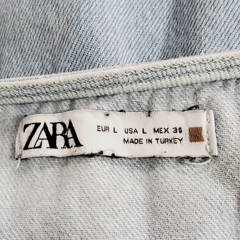 Zara Womens Short Sleeve Denim Wrap Maxi Dress Size L Blue Country Coachella - Image 4 of 4