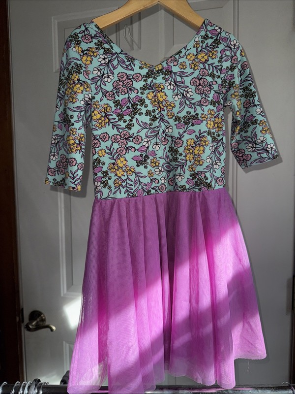 DotDotSmile Girls Blue Floral 3/4  Sleeve Twirl Dress Size 5/6 Whimsy Party