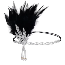 choyaxo Flapper Headband Roaring 20s Headpiece Great Gatsby Headpiece for black