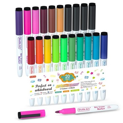 Dry Erase Markers, 20 Pack 17 Colors Whiteboard Markers,Bundled with 3 Extra ...