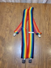 Adjustable Rainbow suspenders Elastic 70's 80's Vintage Festival 2" W 46"L Pride