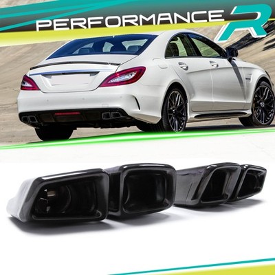 Schwarze eckige Auspuffblenden Endrohre für Mercedes-Benz CLS C218 S W221 W222