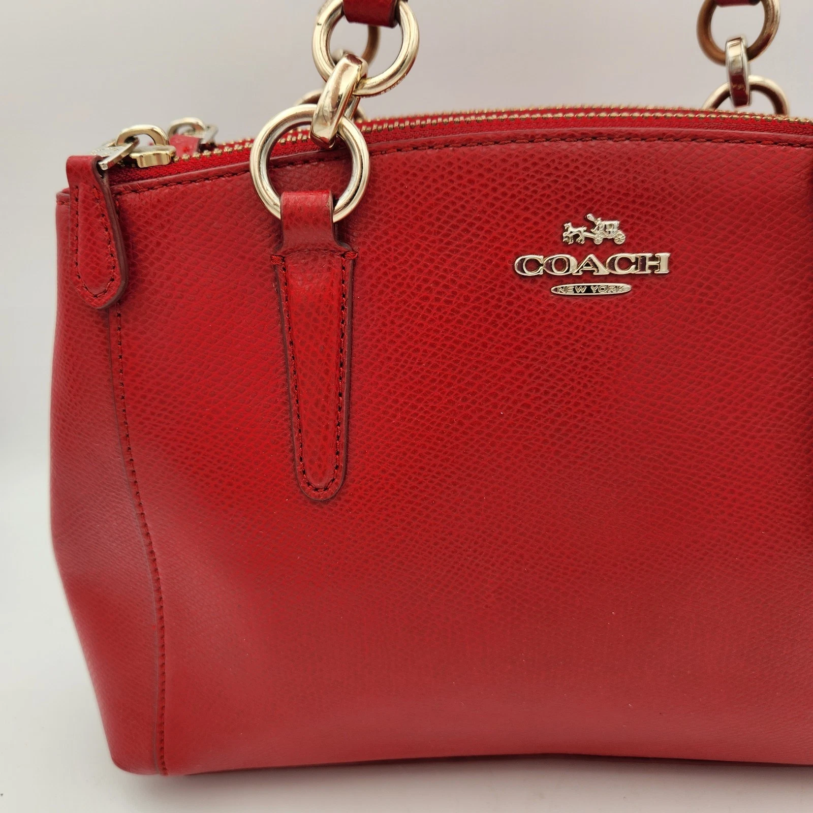 Borsa a mano Coach #36704 mini Christie in pelle rossa incrociata senza cinturino