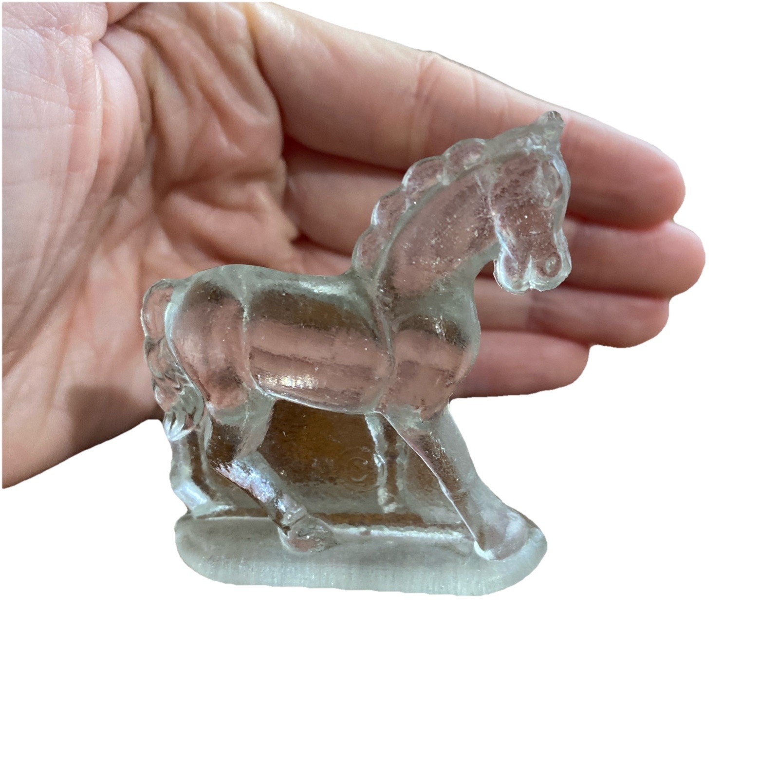 Vintage L.E. Smith Small Clear Crystal figure lot, squirrel, horse & cat