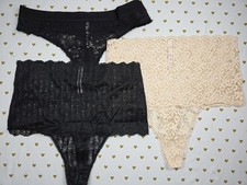 Victorias Secret PINK Lot of 3 xl HIGH WAIST  Lacey Thongs Panties