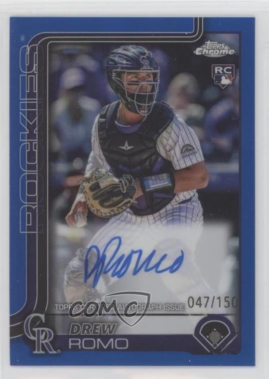 2025 Topps Chrome Rookie Auto Blue Refractor /150 Drew Romo #RA-DRR Auto RC