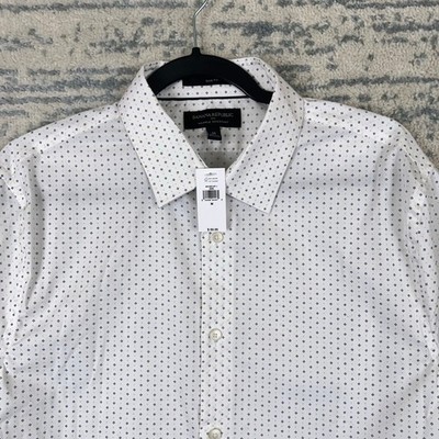 Banana Republic Mens Slim Fit Wrinkle Resistant Dress Shirt White Blue Geo M NEW | eBay Banana Republic Mens Slim Fit Wrinkle Resistant Dress Shirt White Blue Geo M NEW | eBay