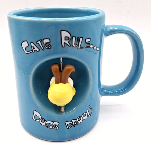 Vintage GARFIELD "Cats Rule Dogs Drool" Odie Swivel Head Blue Ceramic Coffee Mug - Picture 4 of 12