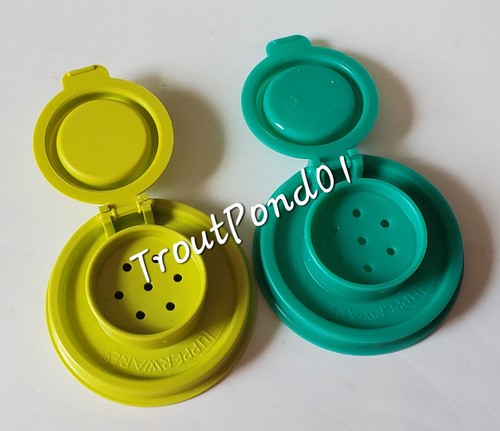 TUPPERWARE Salt and Pepper Shakers Midgets 2oz Mini Bowls Teal and Parrot Green - Picture 3 of 8