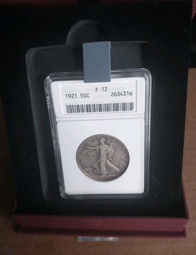 1921 50C Walking Liberty Half Dollar - ANACS F 12 **KEY DATE** in Soapbox Holder