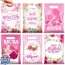 Teenyyou 60 Pcs Mother's Day Gift Bags with Handles Small Pink Fl