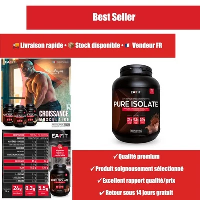 Eafit Whey Isolate Chocolat 750g - 24g Protéine - Prise de Masse - Photo 1/4