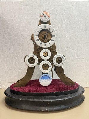 Rare Antique French Perpetual Calendar Clock- Open Escapement, Moon & Barometer