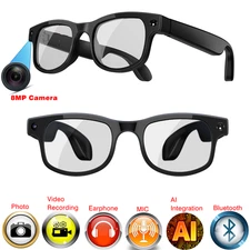 4K HD Smart Glasses AI Camera Bluetooth Call Voice Assistant Waterproof