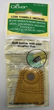 Clover: Soft Leather COIN THIMBLE 6014 Coin Metal Dimpled Disc Medium New