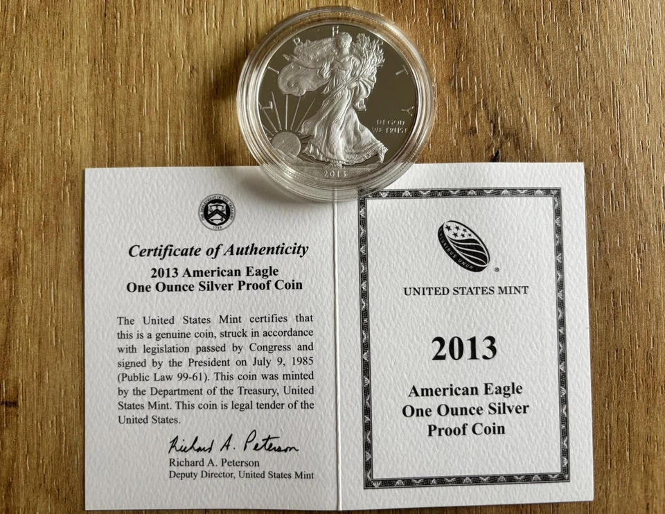 2013-W Silver American Eagle, 1 oz. Proof/PP, in Box & COA - Jahrgang 2013 - Bild 3 von 4