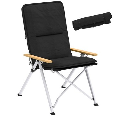Outsunny gepolsterter Campingstuhl Outdoor Hochlehner Klappliege mit Tasche schwarz