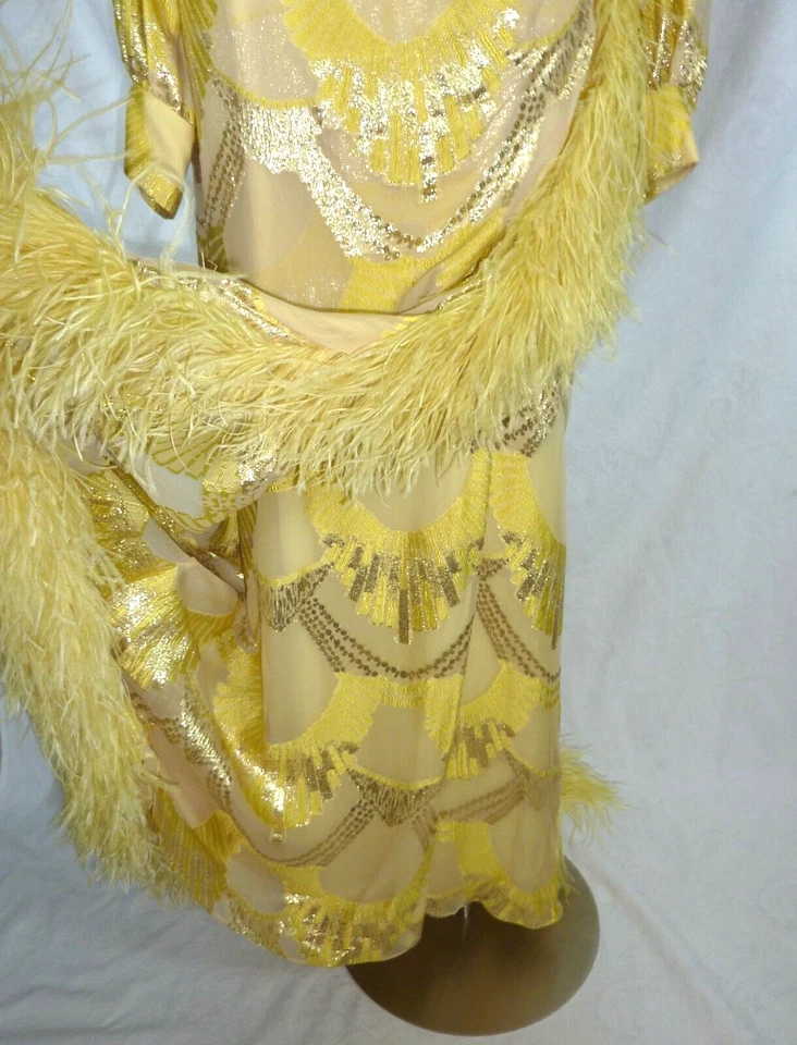 VESTIDO PLUMA AVESTRUZ SEDA ART DECO MAX MARA Plus 18 XXL Marina Rinaldi MR25 16W Foto 2 de 4