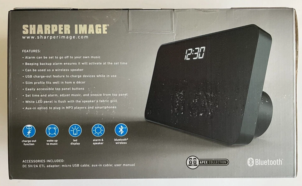 Sharper Image Bluetooth Wireless Alarm Clock, SBT3001, New in box - Image 2 of 4