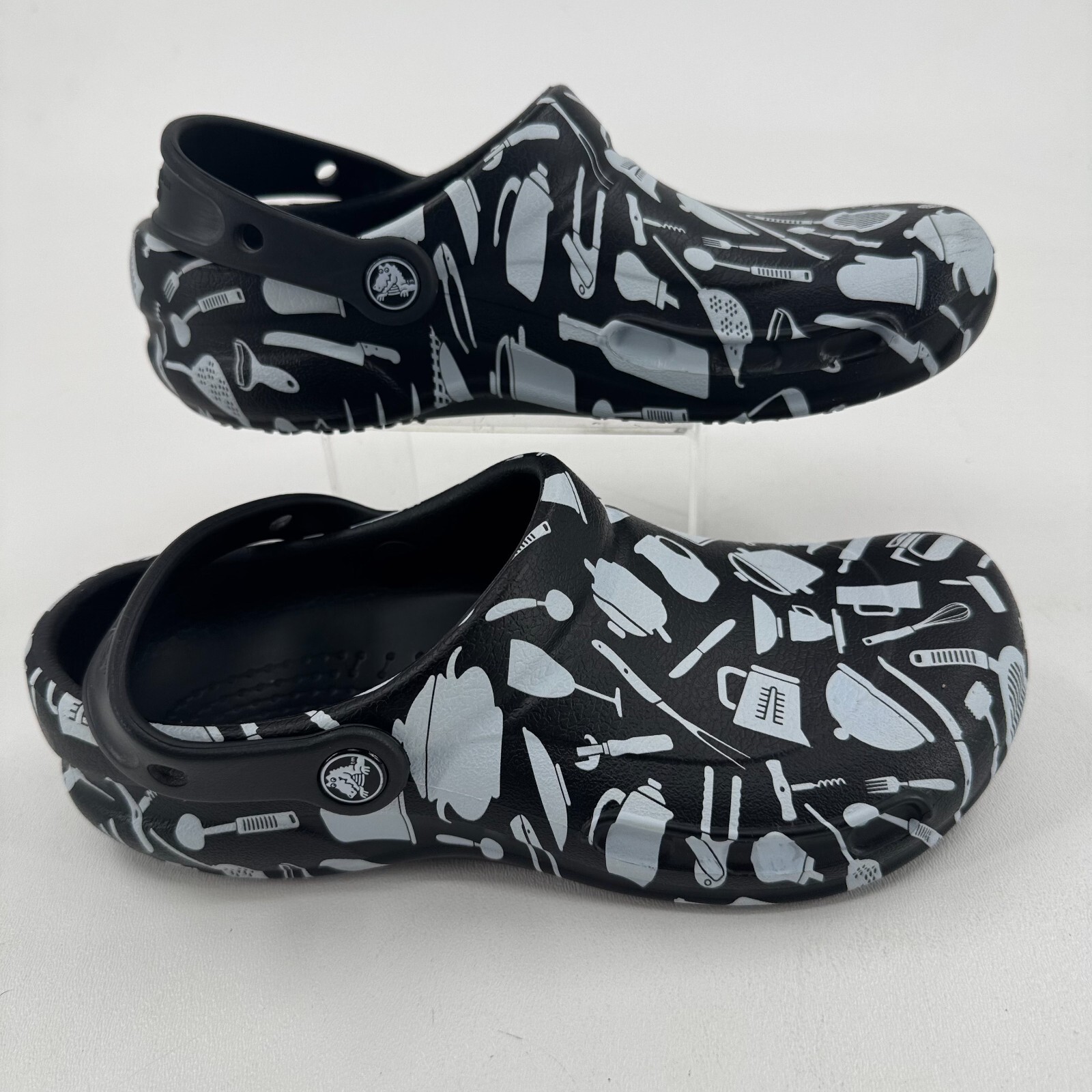 Crocs Clogs Chef Work Shoes with Kitchen Utensils Graphics for Women Size 8 Men Size 6-image